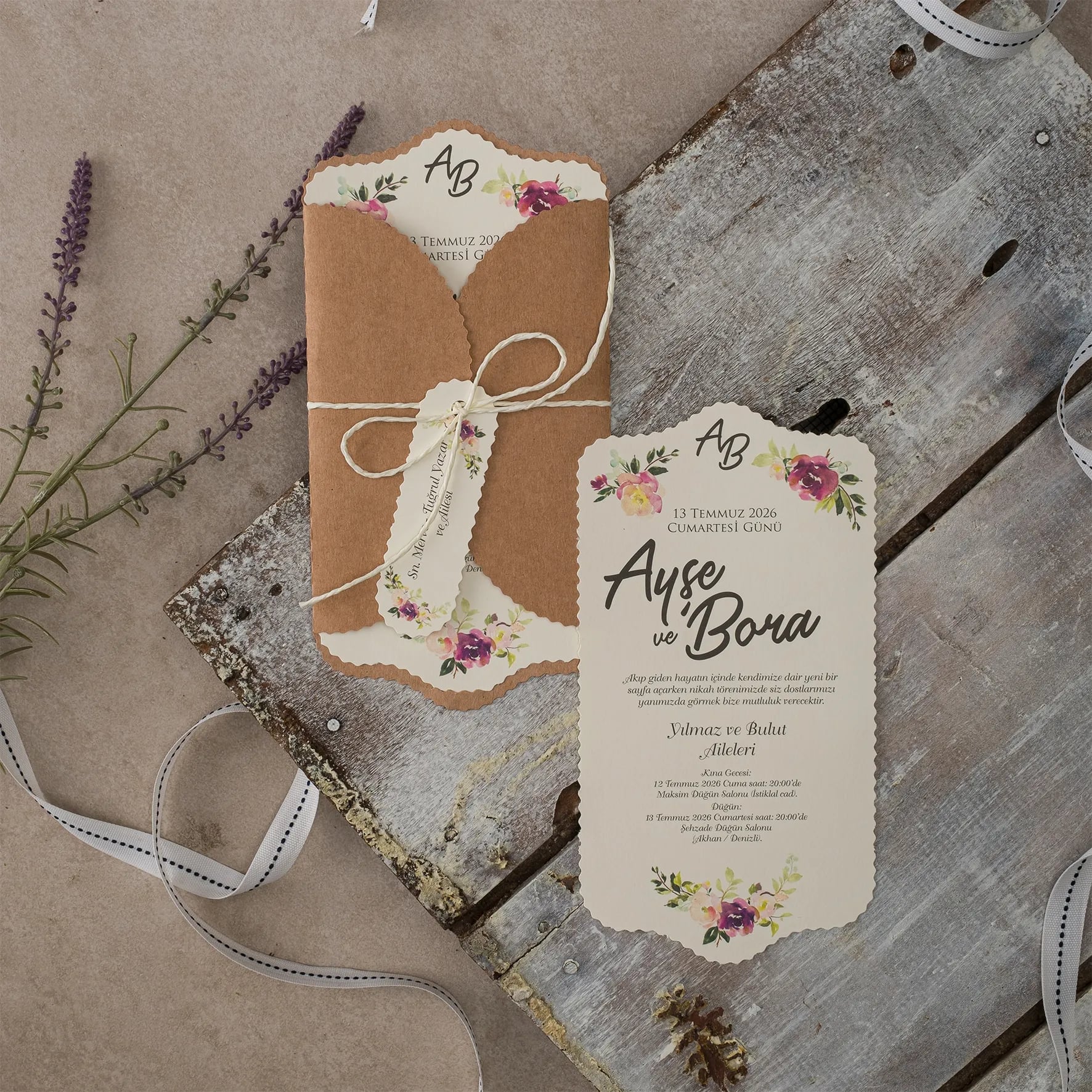 Ekopolen Davetiyesi 40377 - Ucuz düğün davetiyesi ₺13.00