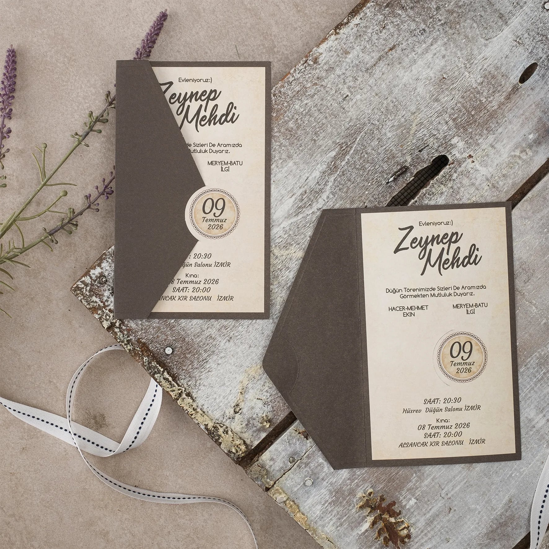 Ekopolen Davetiyesi 40417 - Ucuz düğün davetiyesi ₺11.75