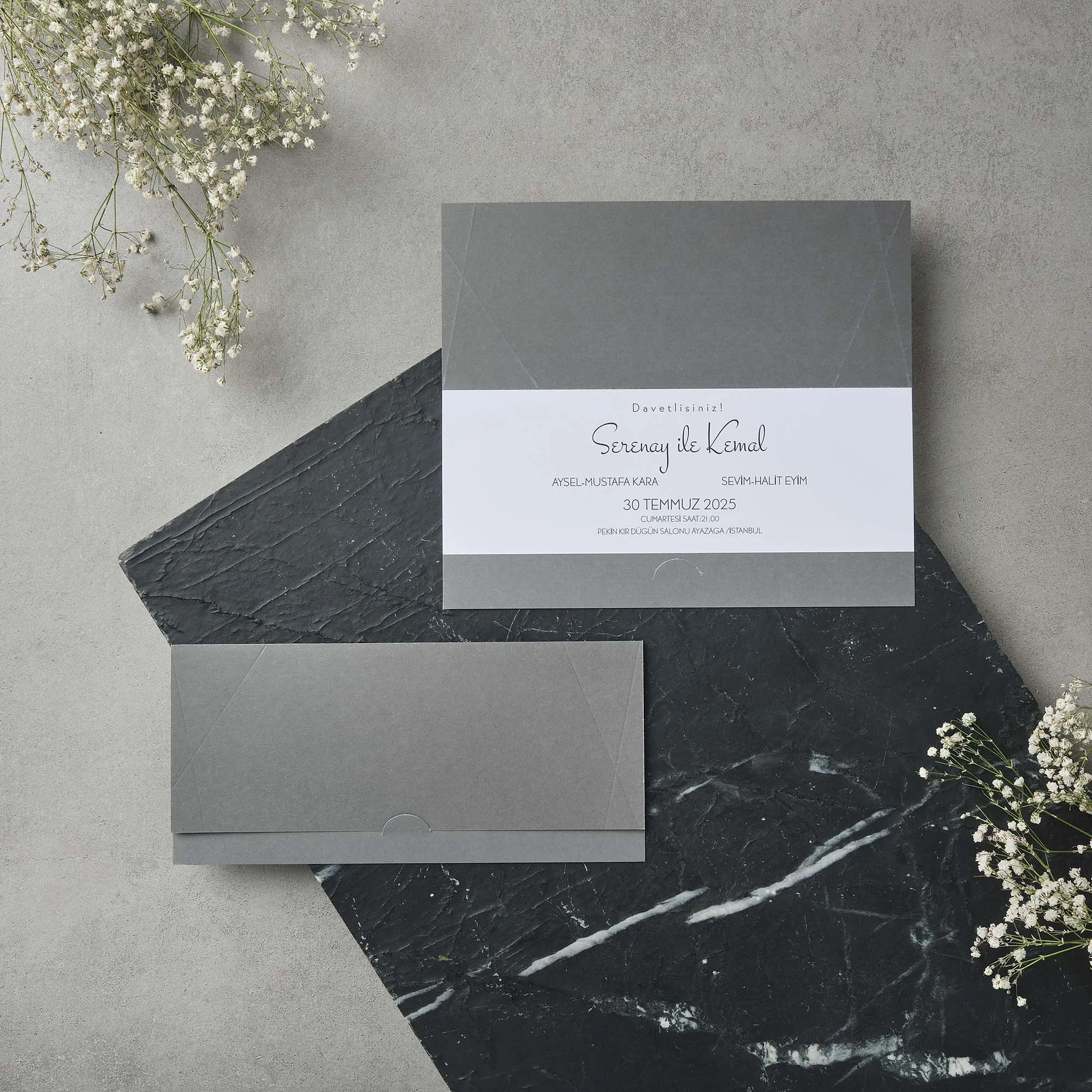 Sade Davetiyesi 22527 - Ucuz düğün davetiyesi ₺11.90