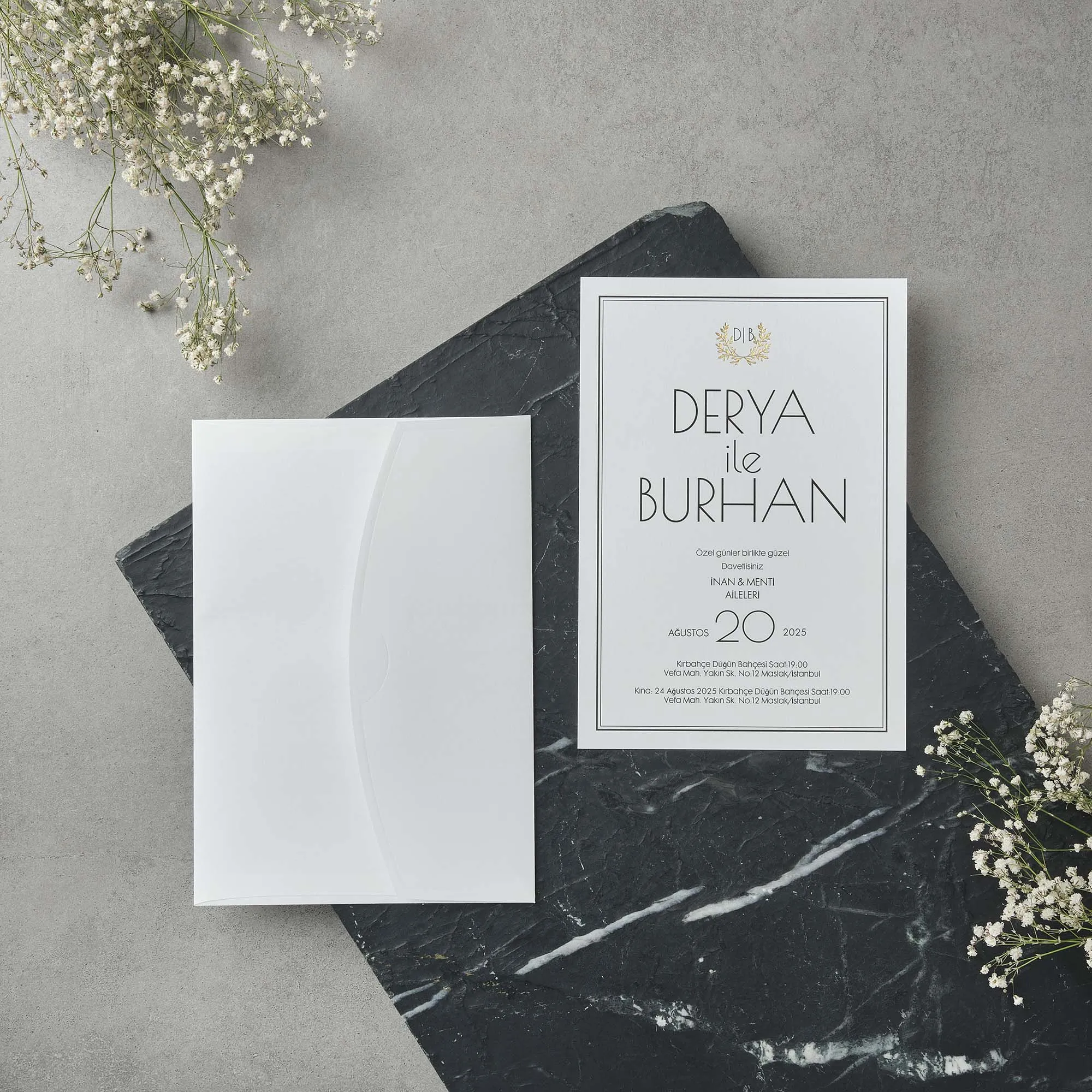 Sade Davetiyesi 22530 - Ucuz düğün davetiyesi ₺13.40