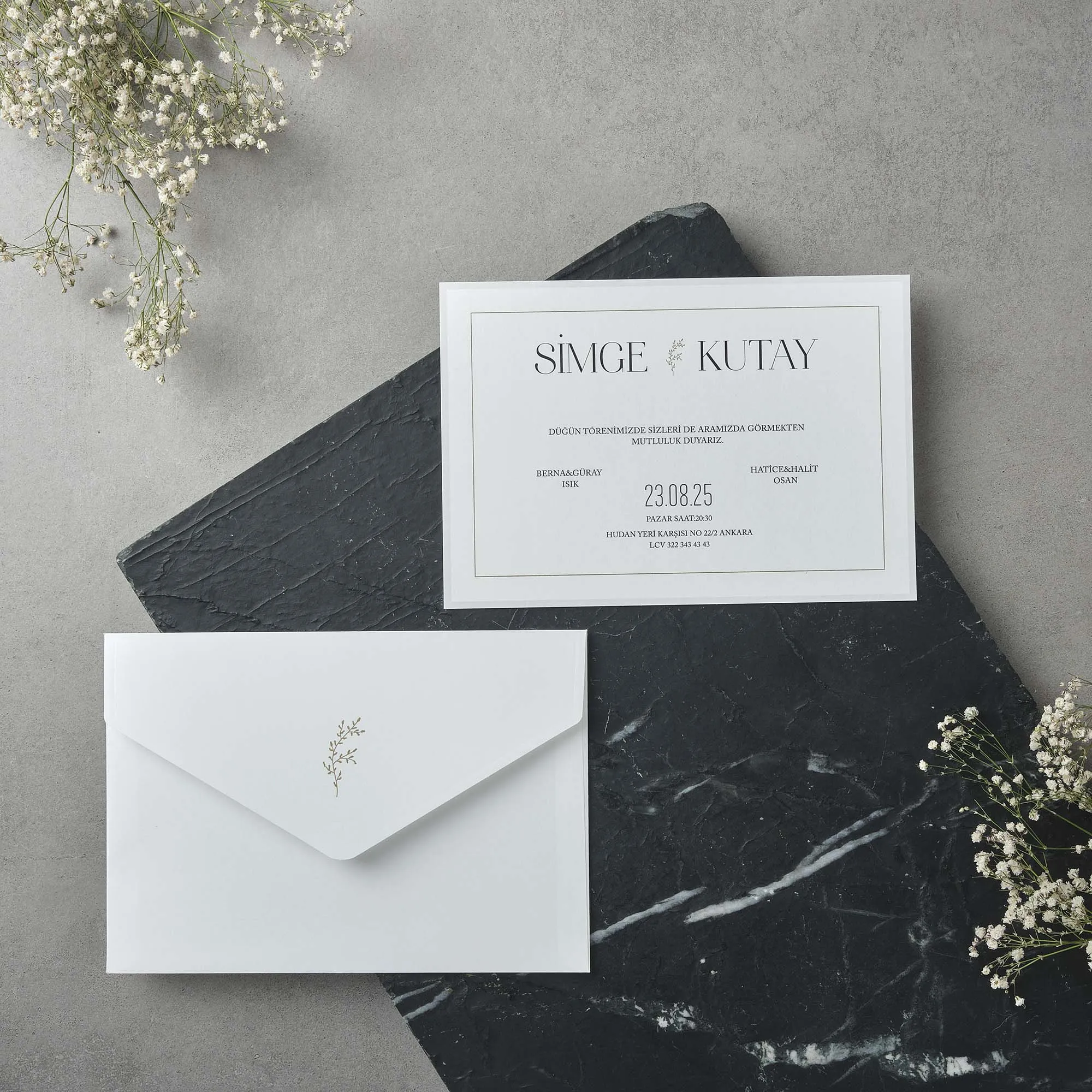 Sade Davetiyesi 22537 - Ucuz düğün davetiyesi ₺14.90