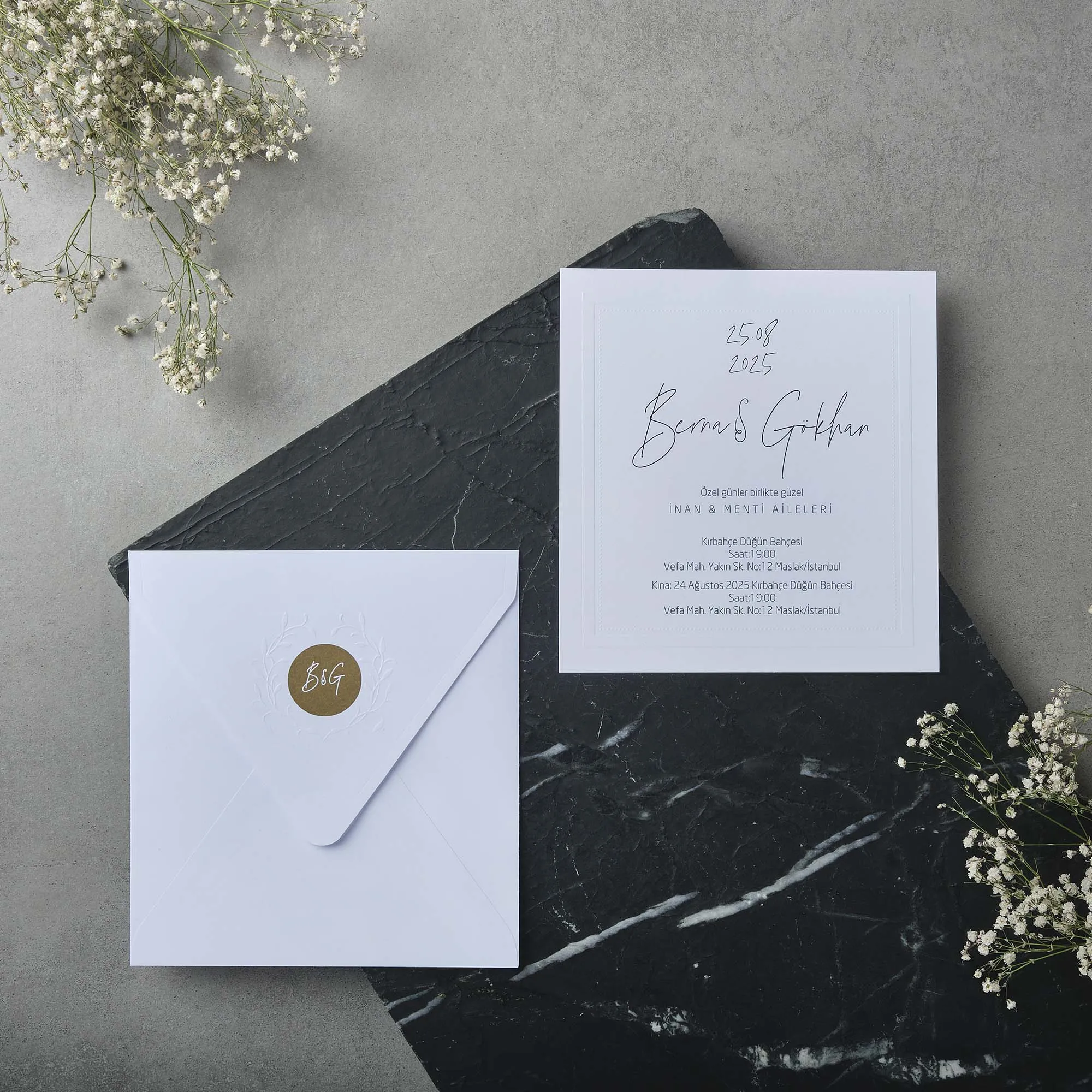 Sade Davetiyesi 22539 - Ucuz düğün davetiyesi ₺14.10