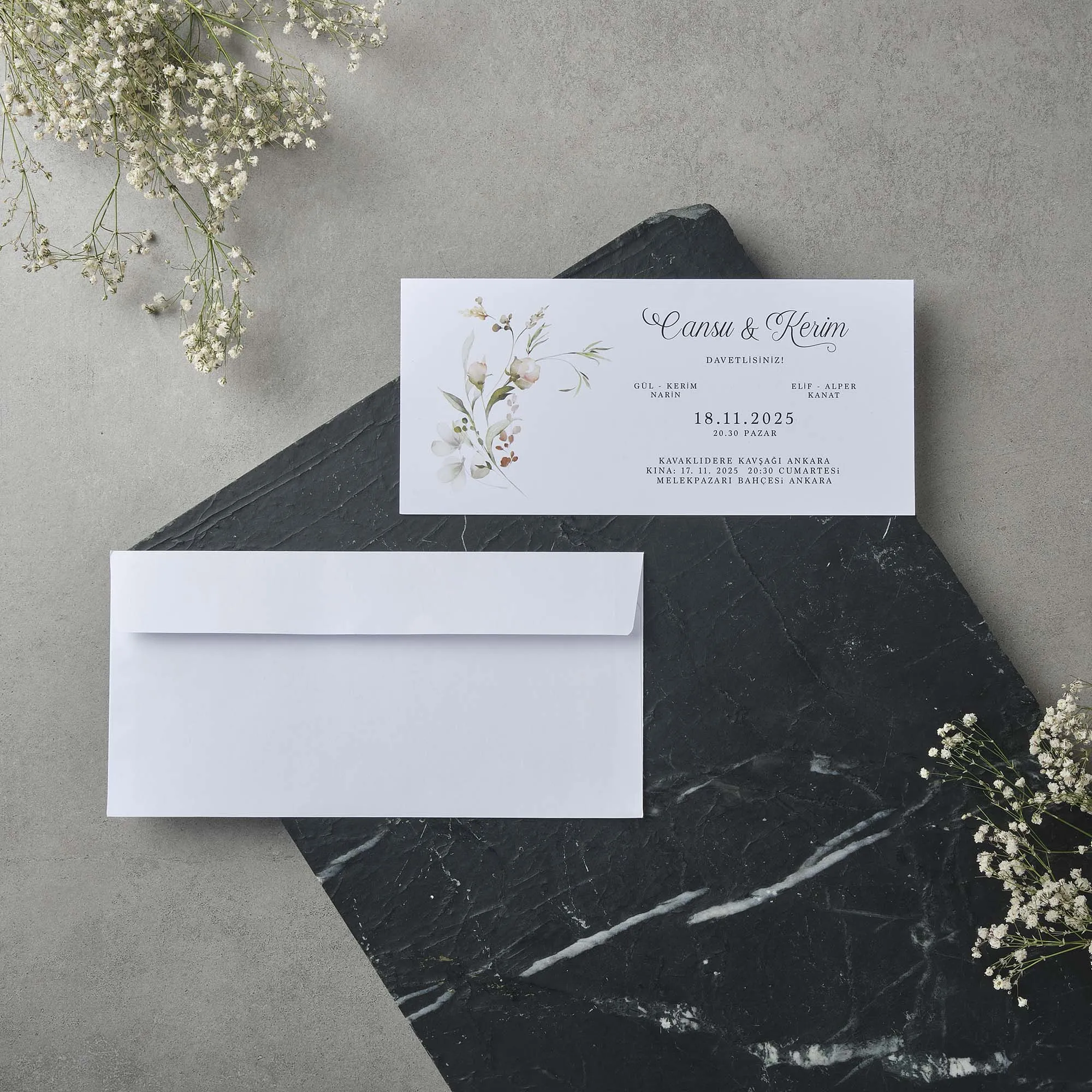 Sade Davetiyesi 22547 - Ucuz düğün davetiyesi ₺12.10