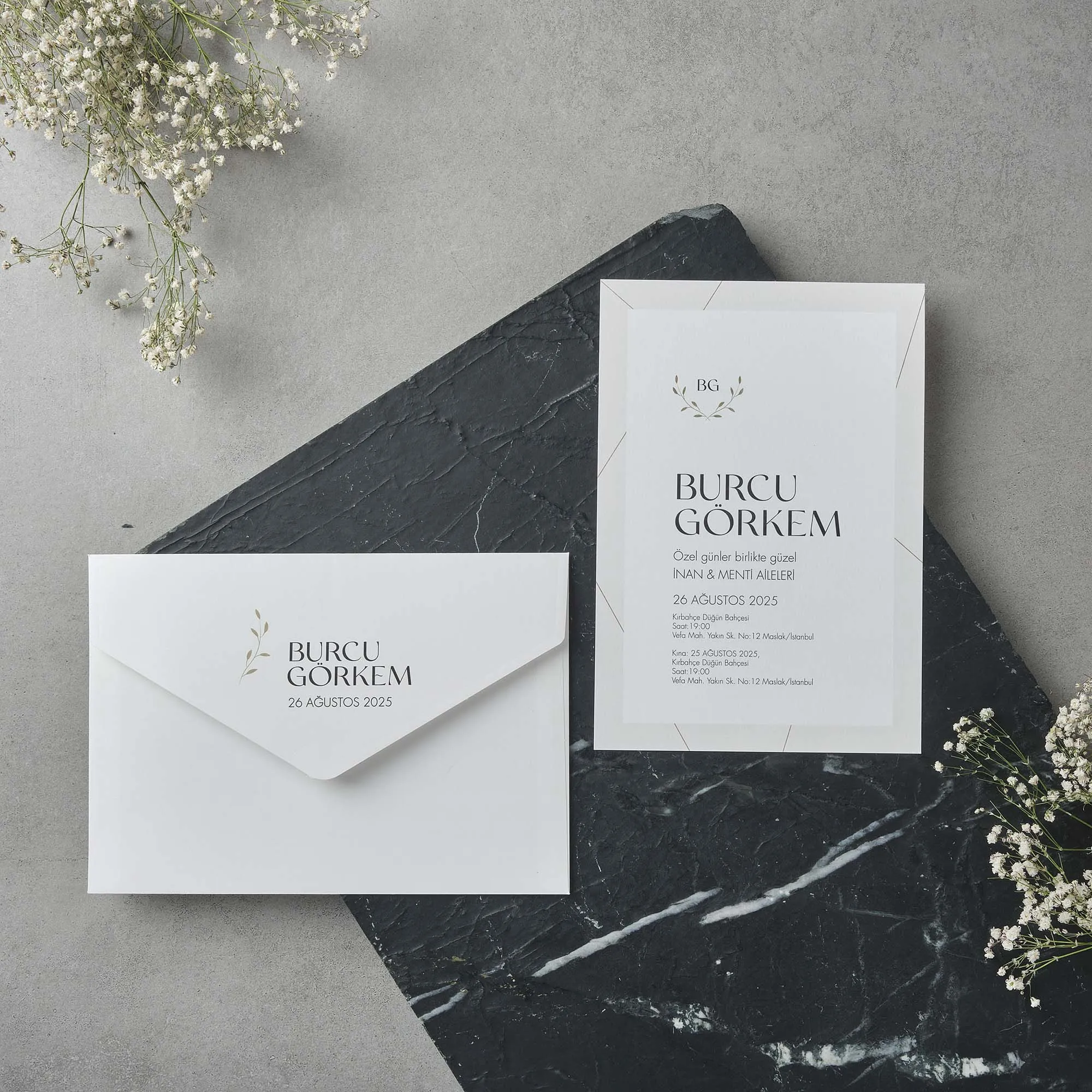 Sade Davetiyesi 22551 - Ucuz düğün davetiyesi ₺13.85