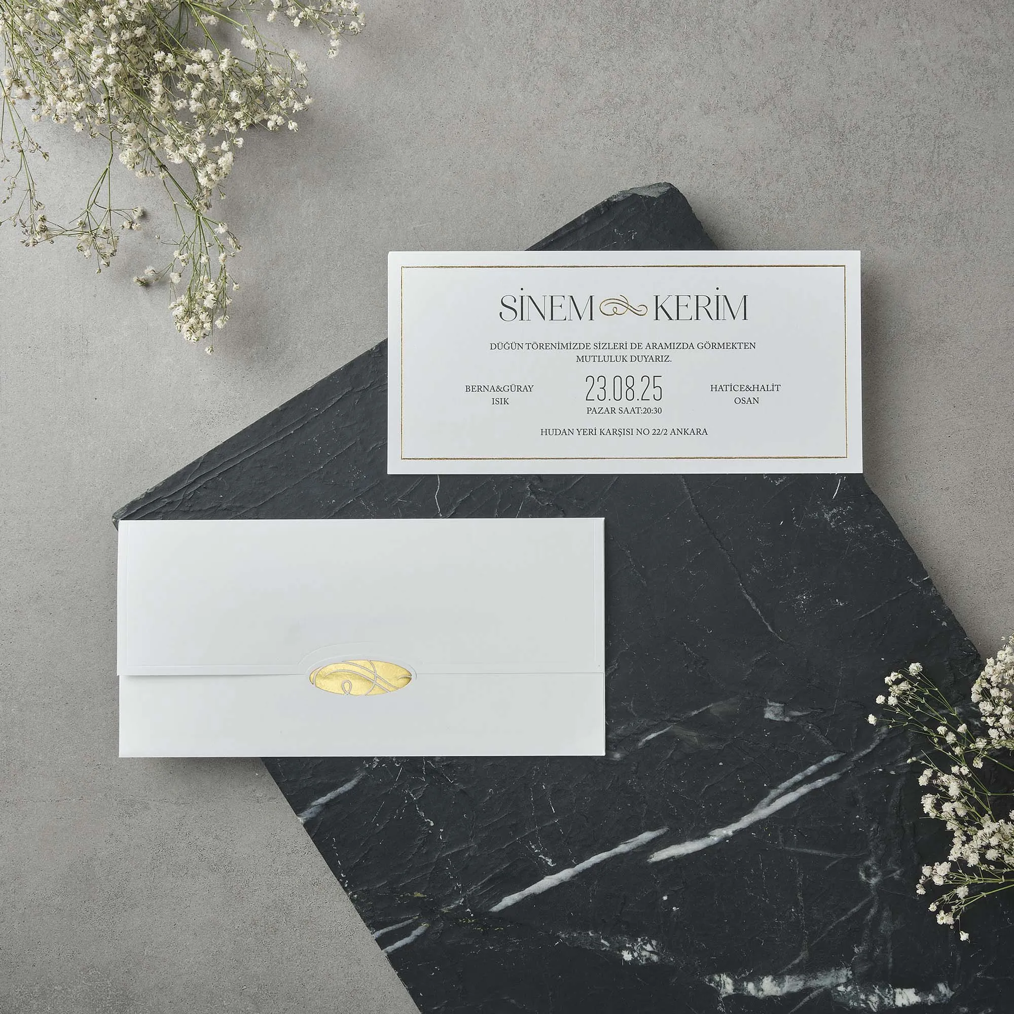 Sade Davetiyesi 22552 - Ucuz düğün davetiyesi ₺14.60