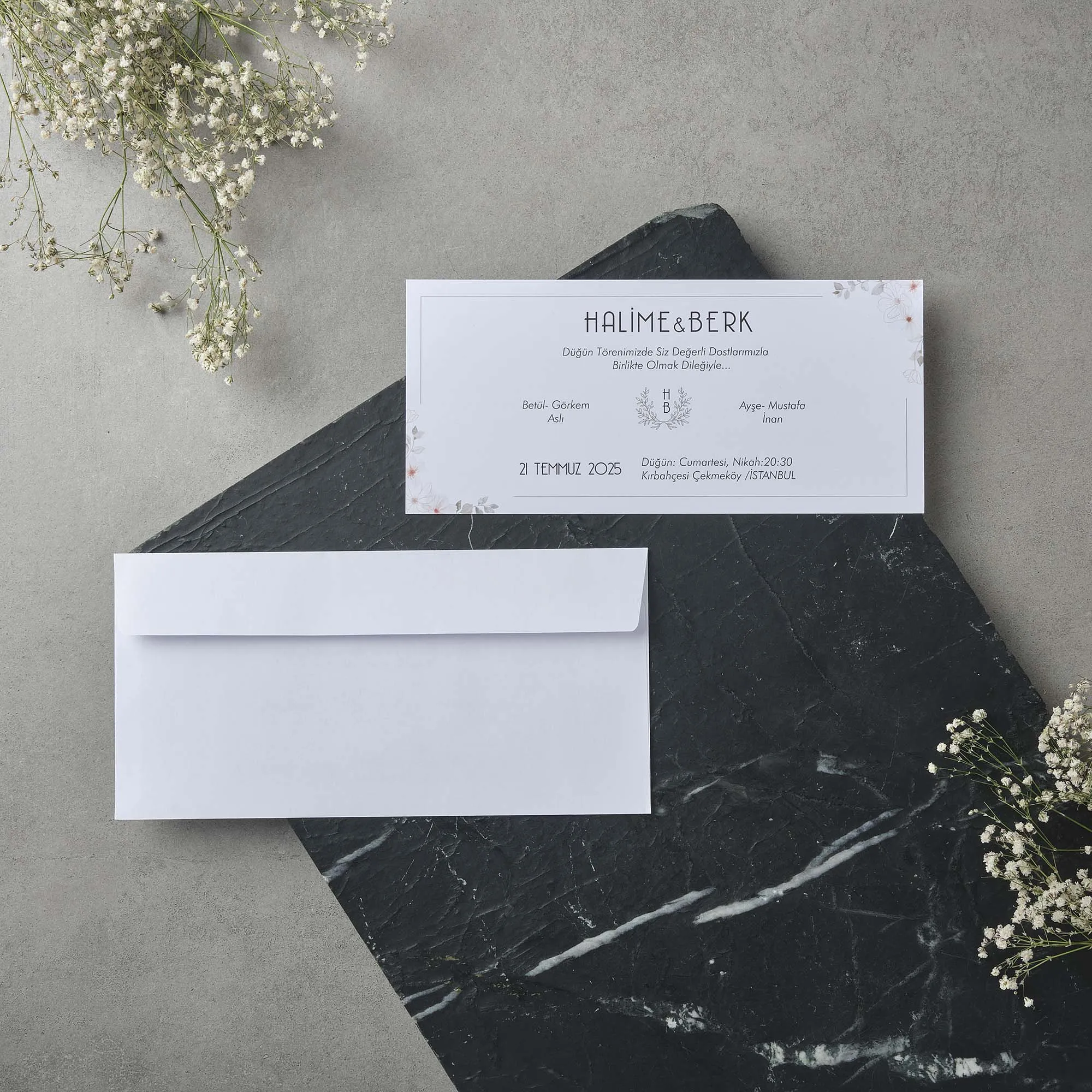 Sade Davetiyesi 22572 - Ucuz düğün davetiyesi ₺12.15