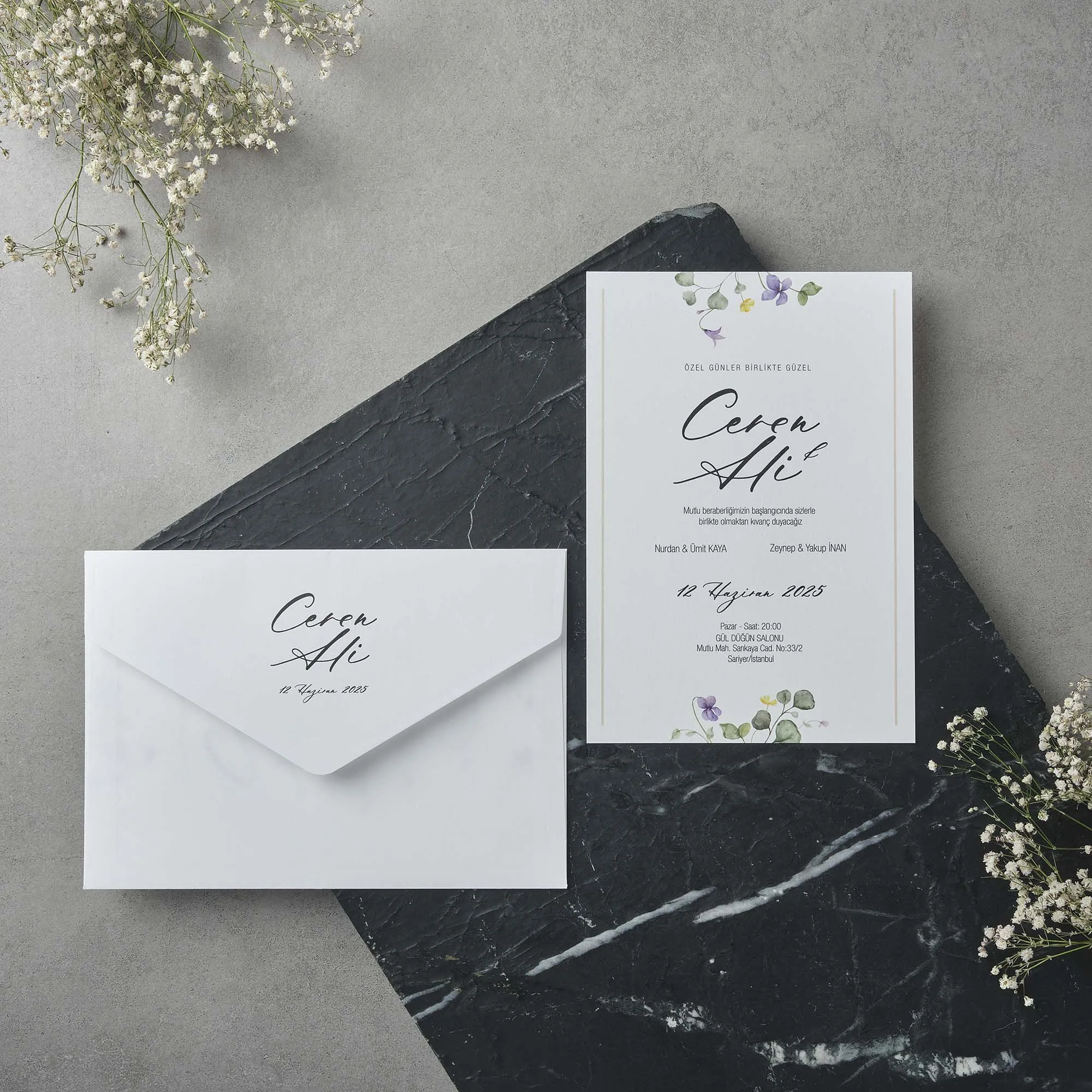 Sade Davetiyesi 22573 - Ucuz düğün davetiyesi ₺13.15