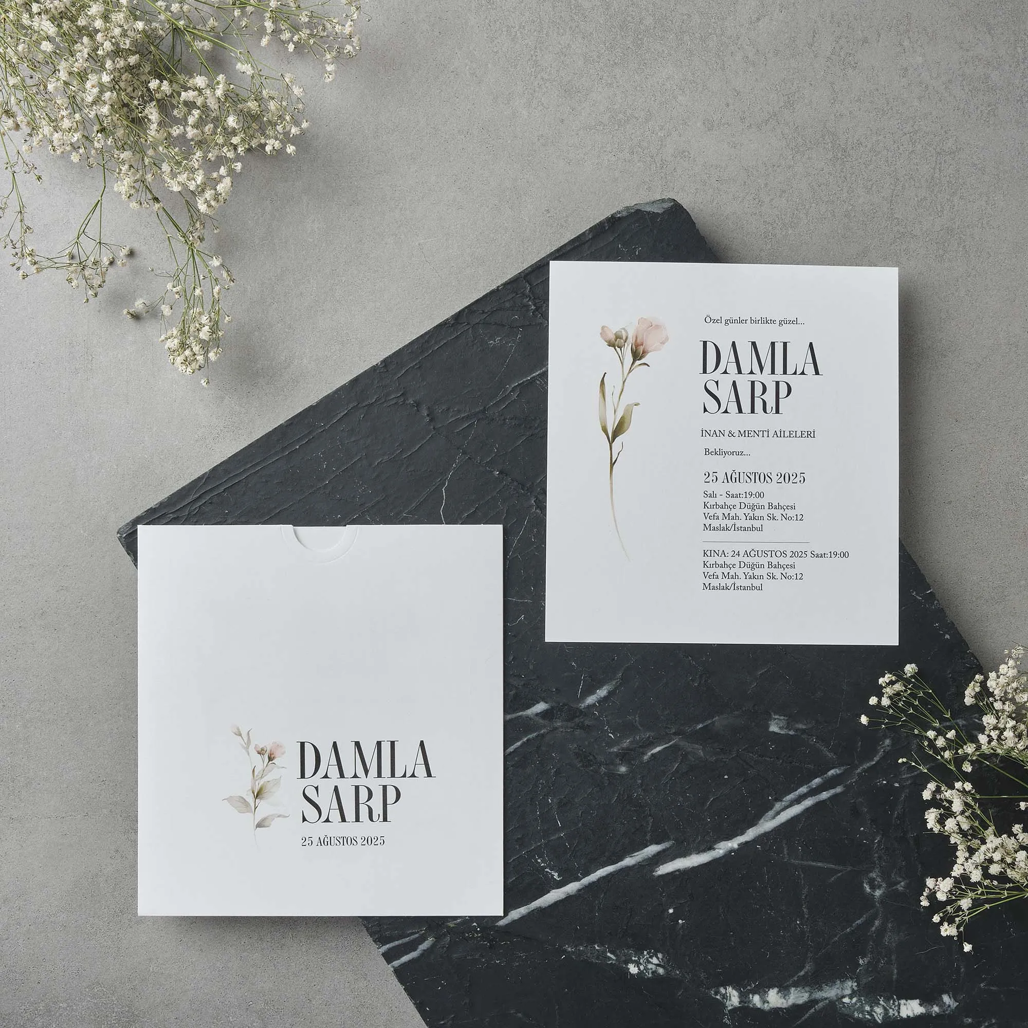 Sade Davetiyesi 22577 - Ucuz düğün davetiyesi ₺13.75