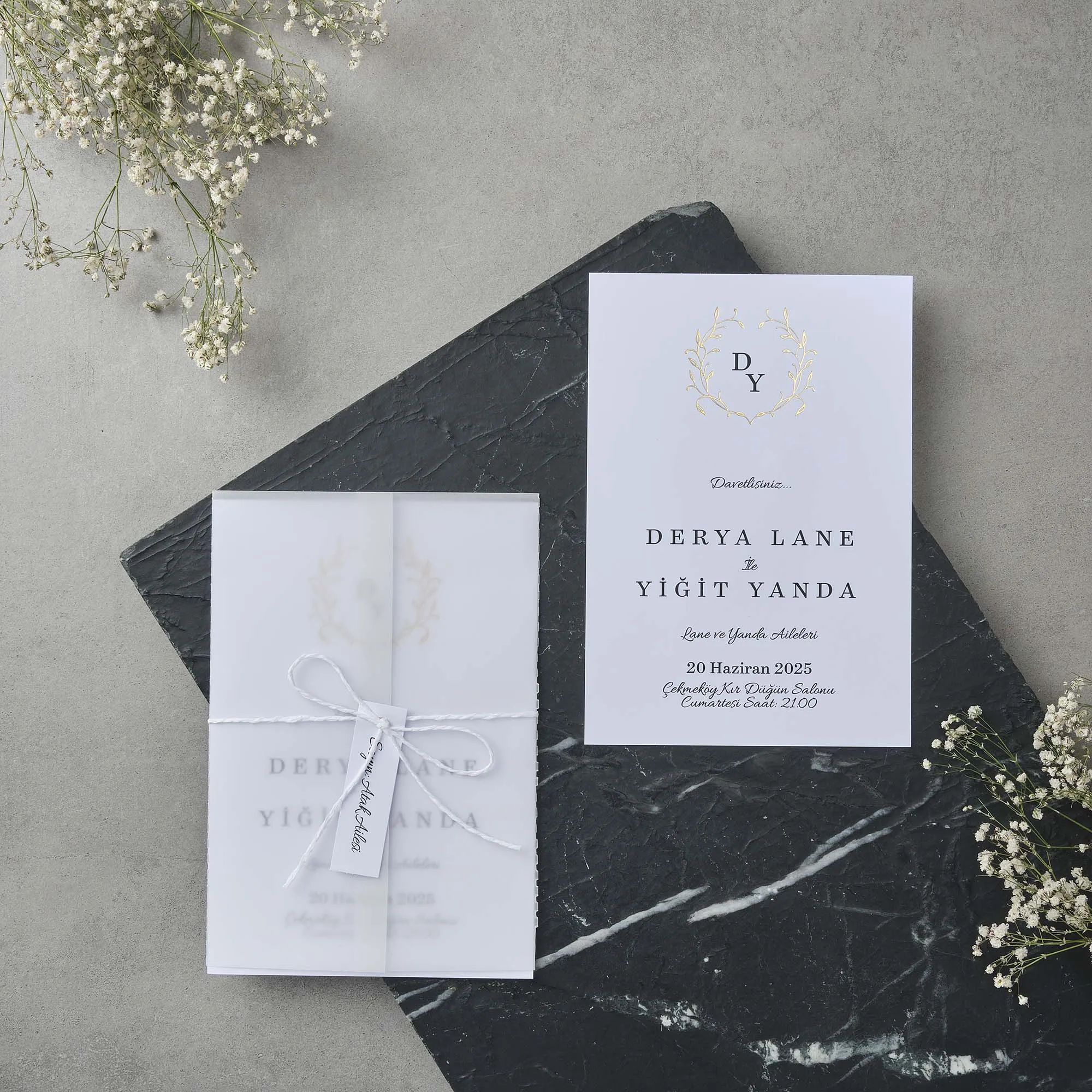 Sade Davetiyesi 22585 - Ucuz düğün davetiyesi ₺16.30