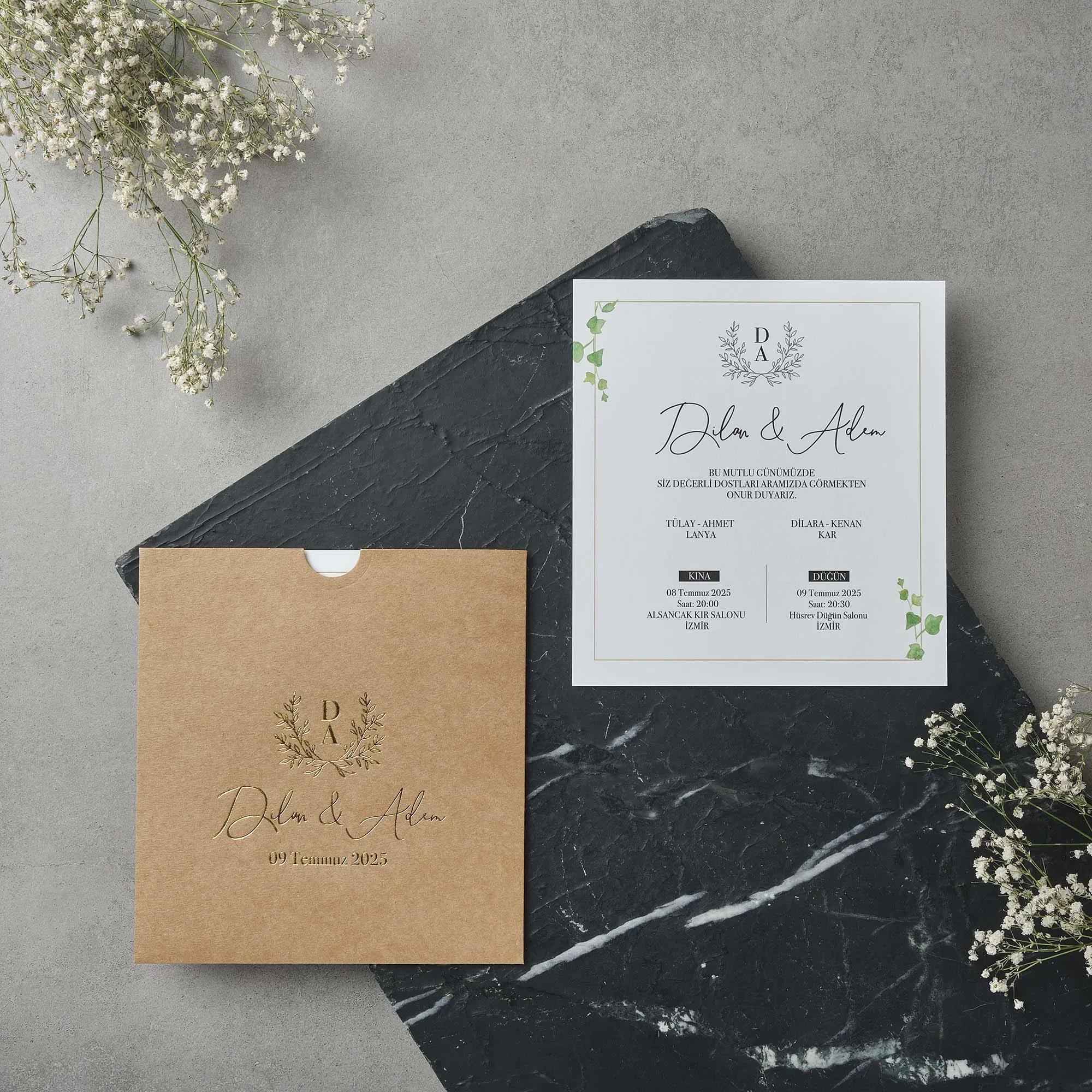 Sade Davetiyesi 22593 - Ucuz düğün davetiyesi ₺13.55