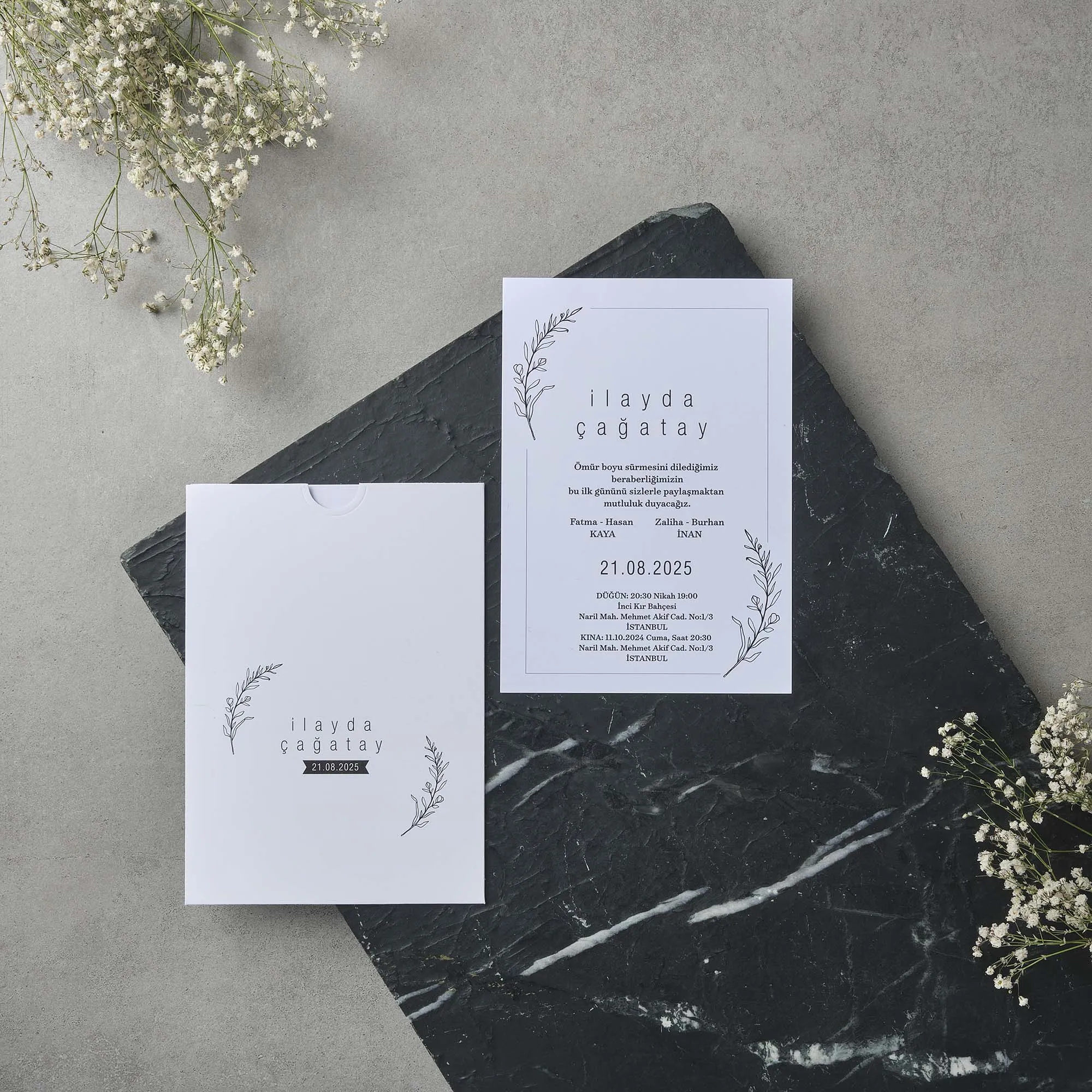 Sade Davetiyesi 22595 - Ucuz düğün davetiyesi ₺12.95