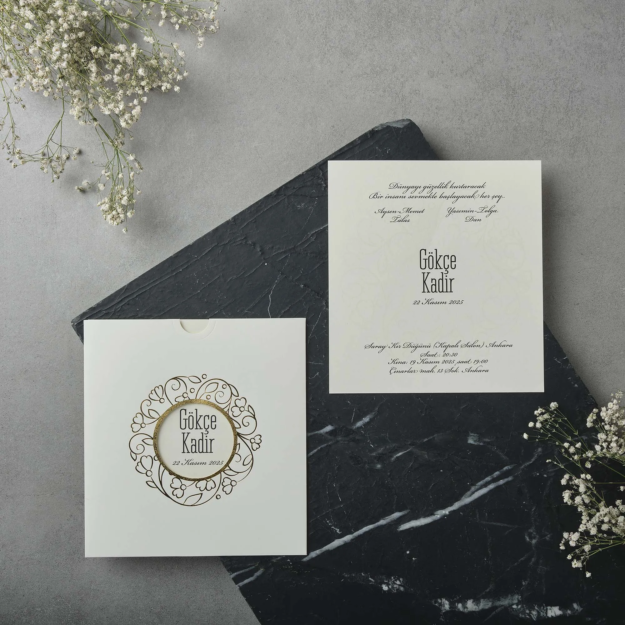 Sade Davetiyesi 22596 - Ucuz düğün davetiyesi ₺14.25