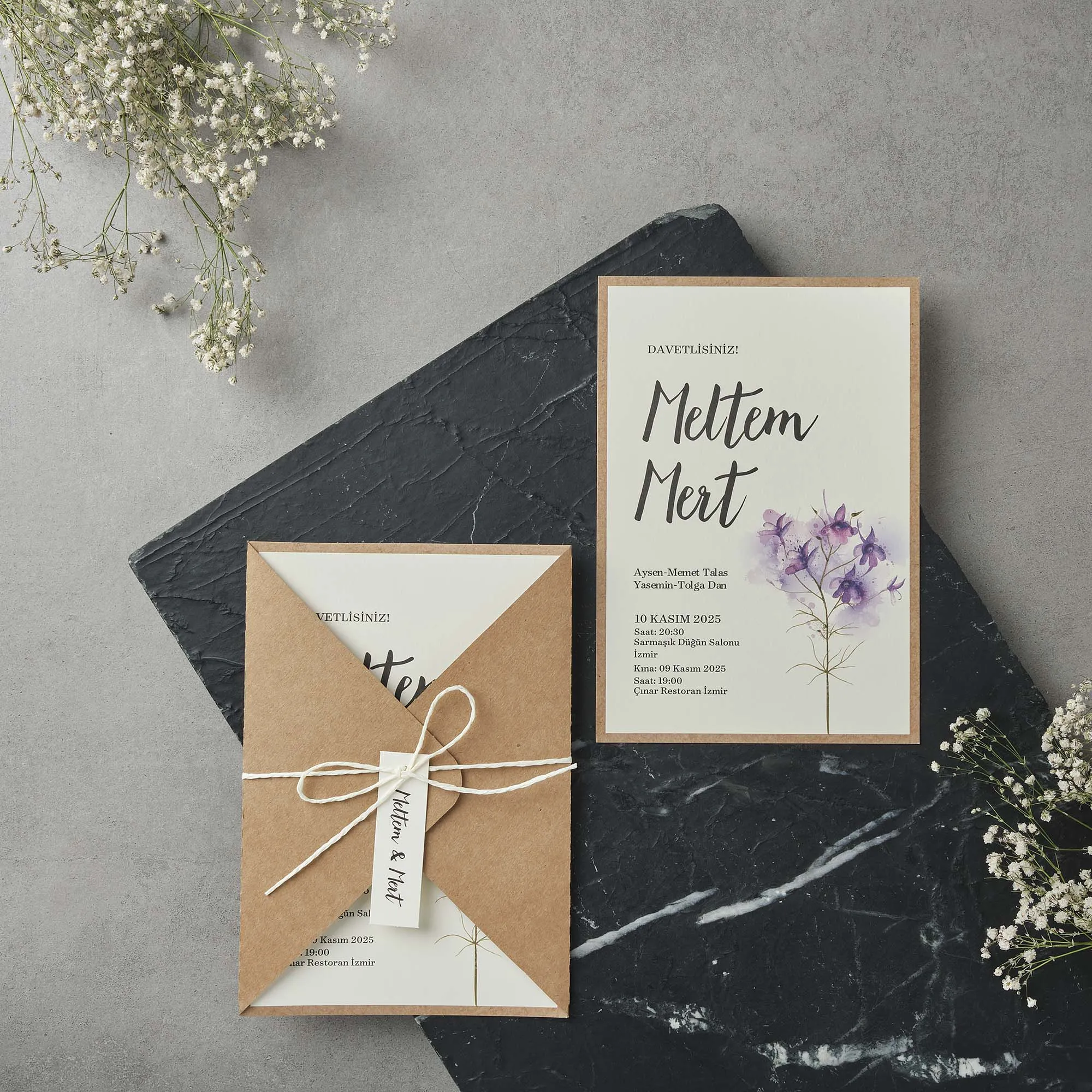 Sade Davetiyesi 22598 - Ucuz düğün davetiyesi ₺13.50