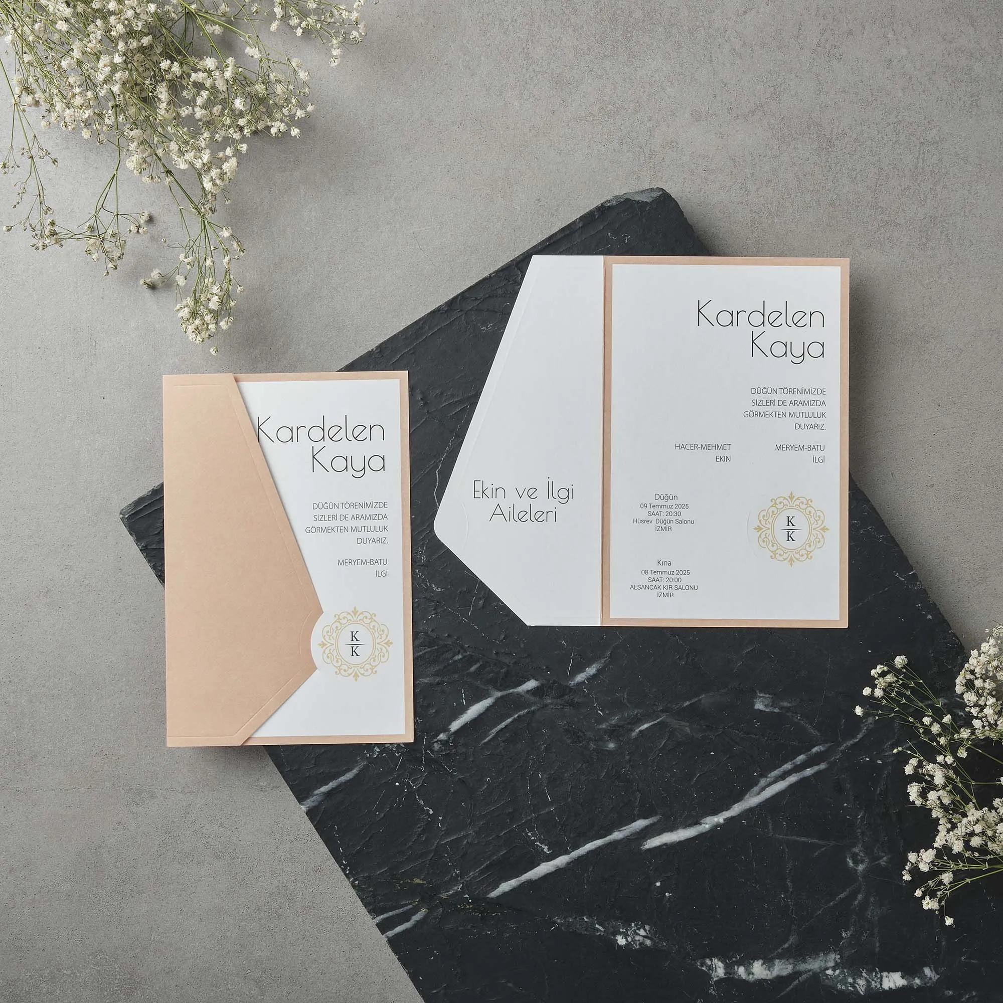 Sade Davetiyesi 22607 - Ucuz düğün davetiyesi ₺11.85