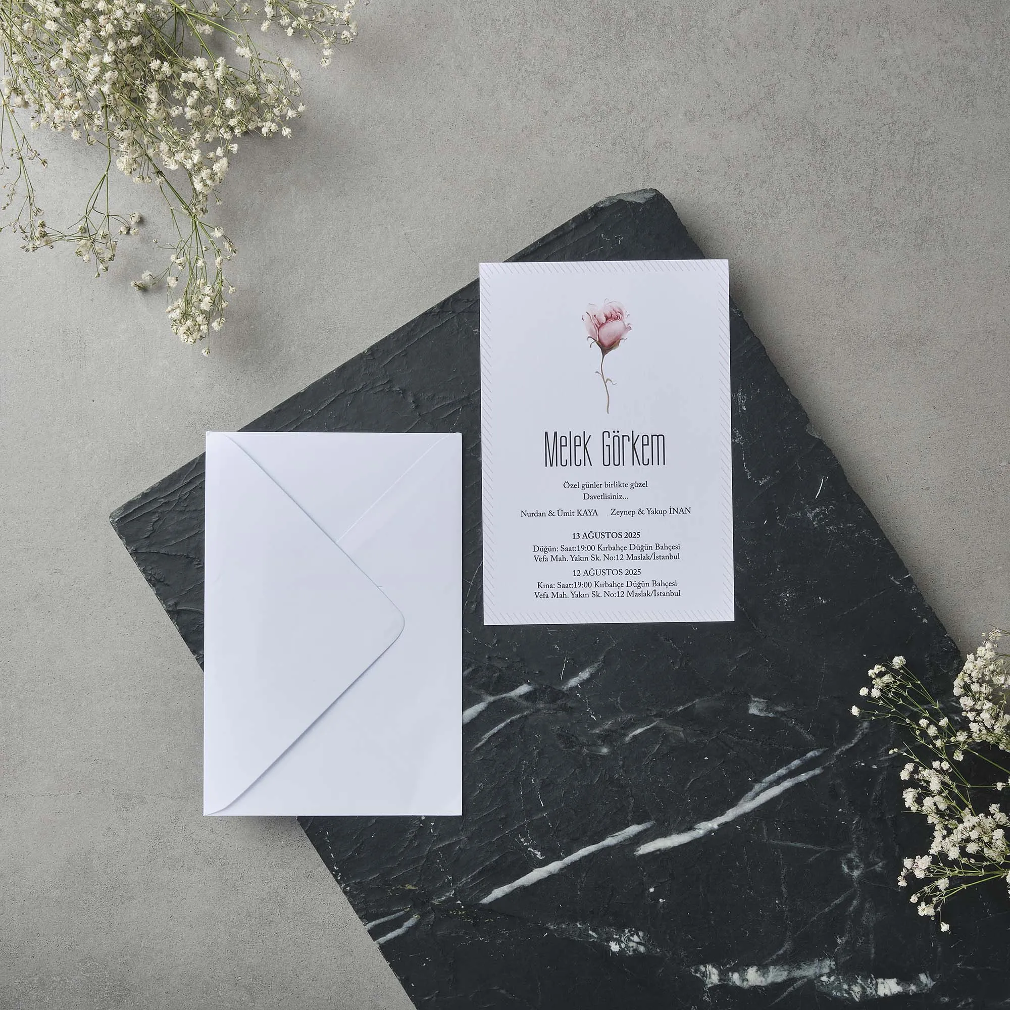 Sade Davetiyesi 22615 - Ucuz düğün davetiyesi ₺11.75