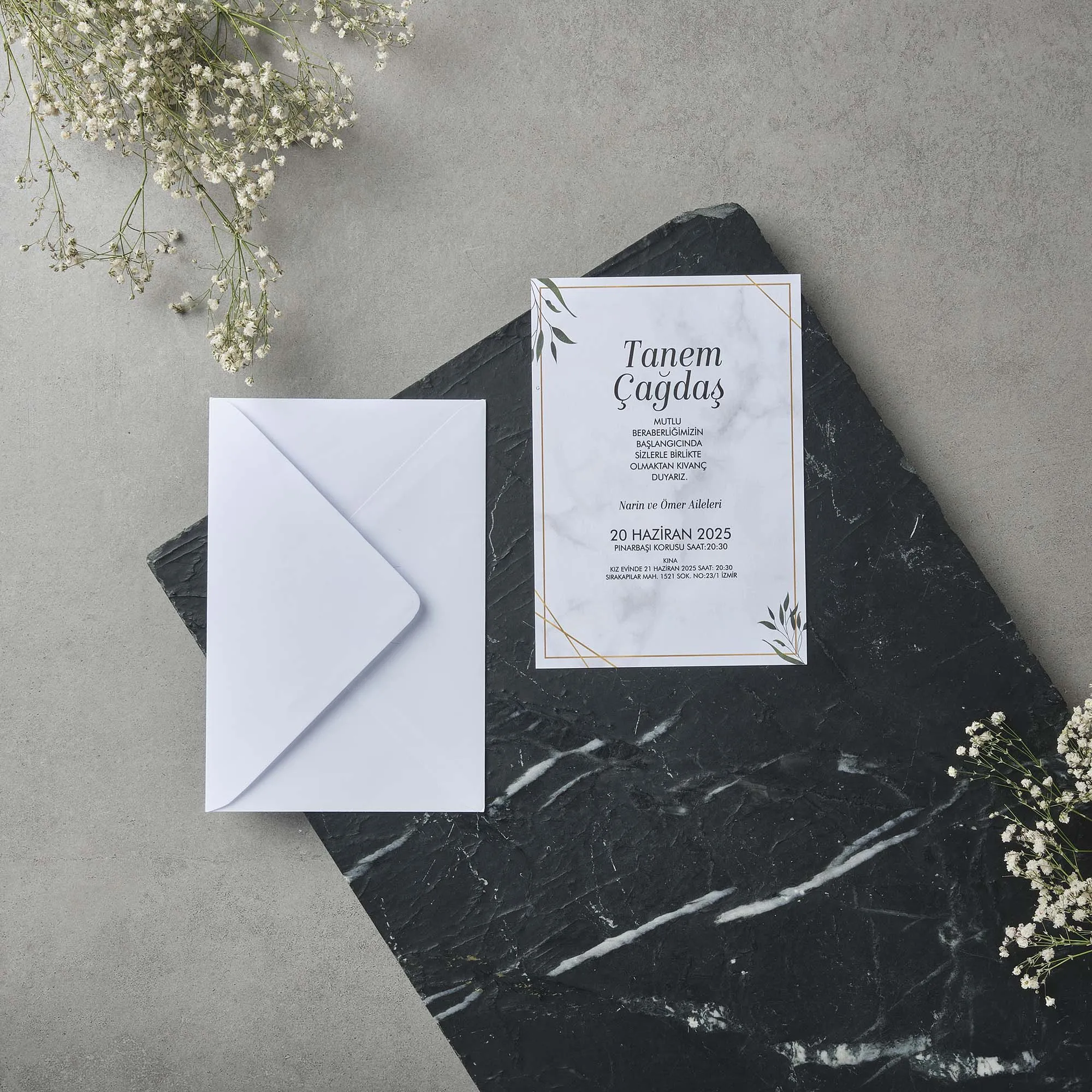 Sade Davetiyesi 22616 - Ucuz düğün davetiyesi ₺11.75