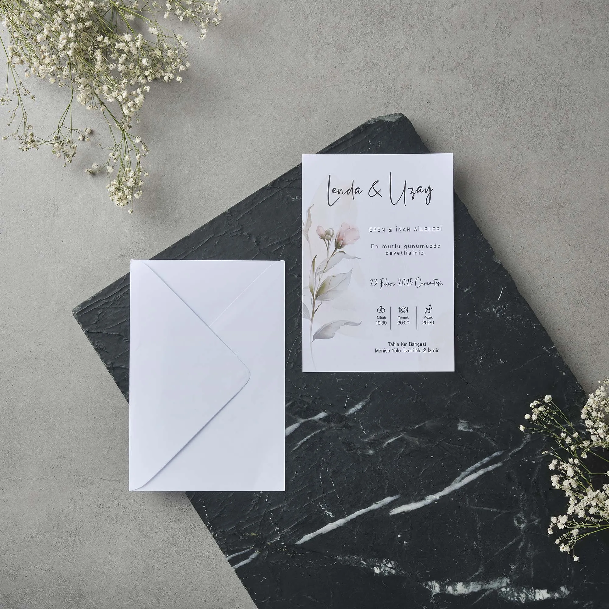 Sade Davetiyesi 22617 - Ucuz düğün davetiyesi ₺11.75