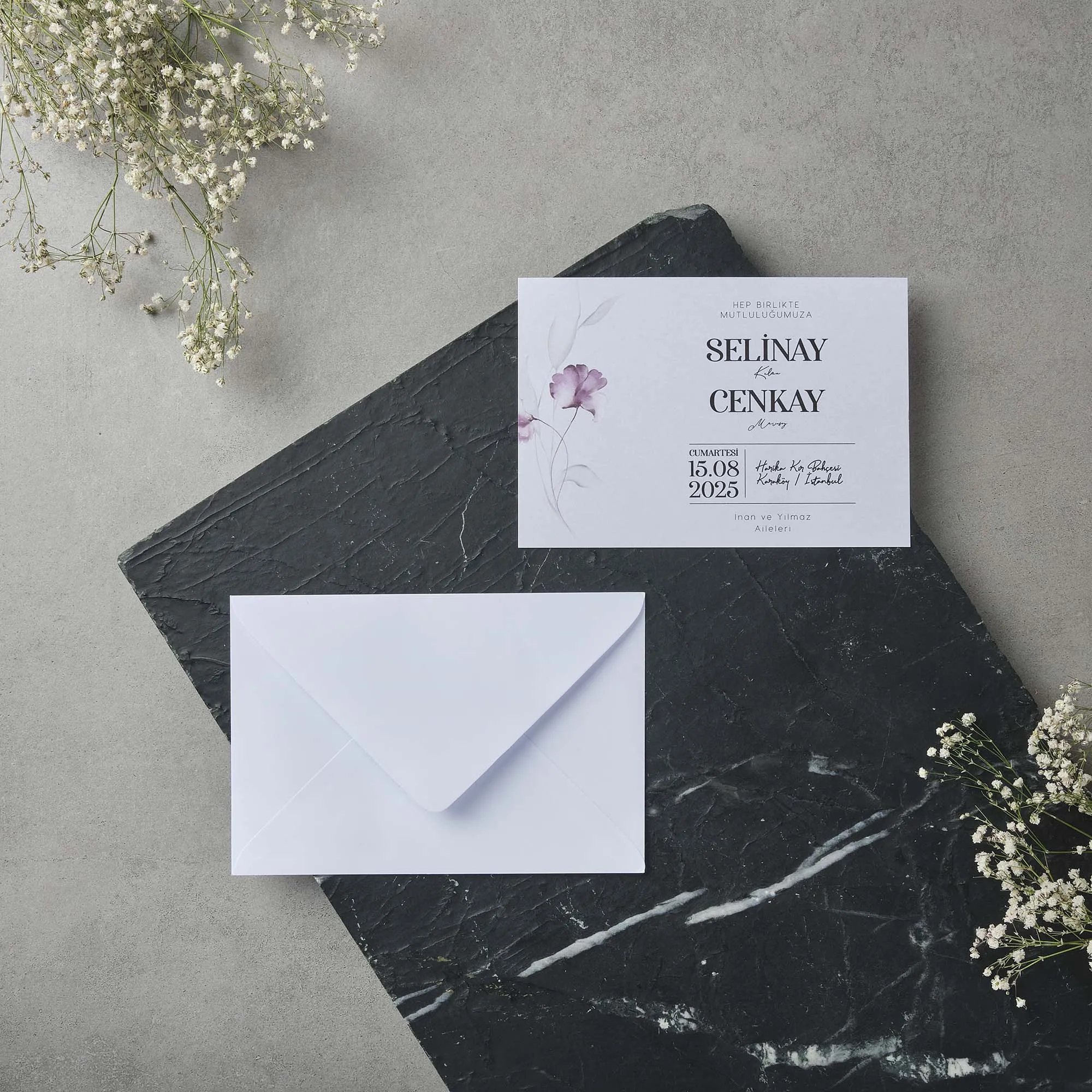 Sade Davetiyesi 22618 - Ucuz düğün davetiyesi ₺11.75