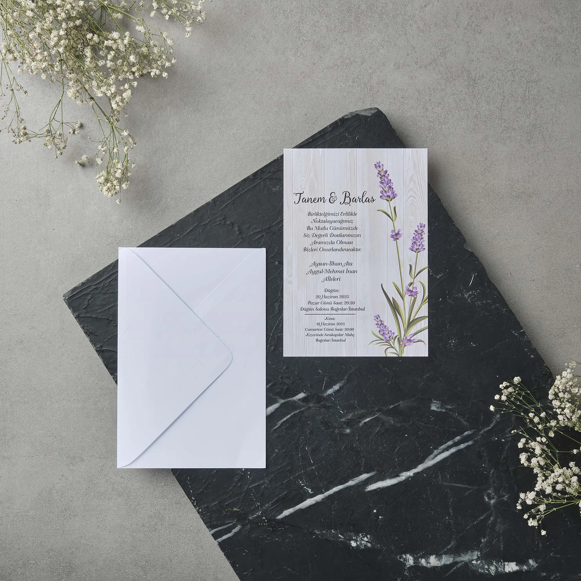 Sade Davetiyesi 22619 - Ucuz düğün davetiyesi ₺11.75