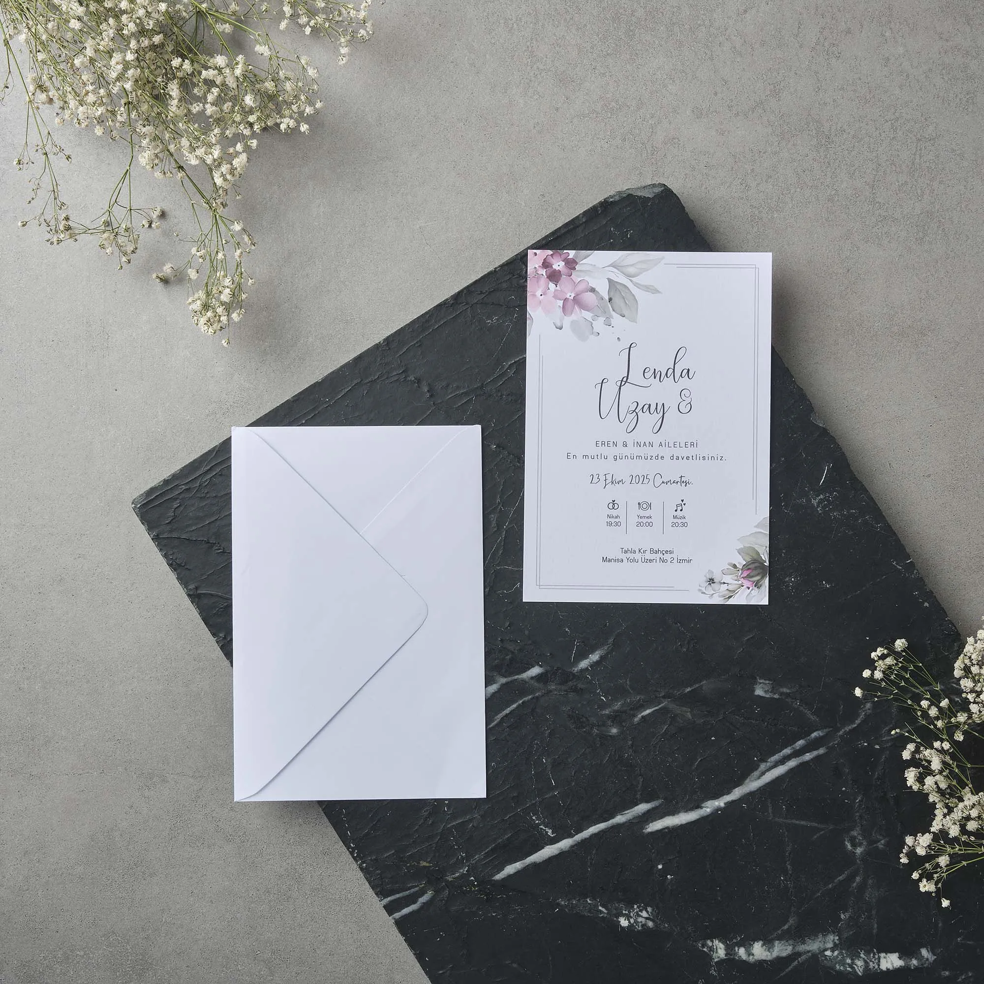 Sade Davetiyesi 22621 - Ucuz düğün davetiyesi ₺11.75