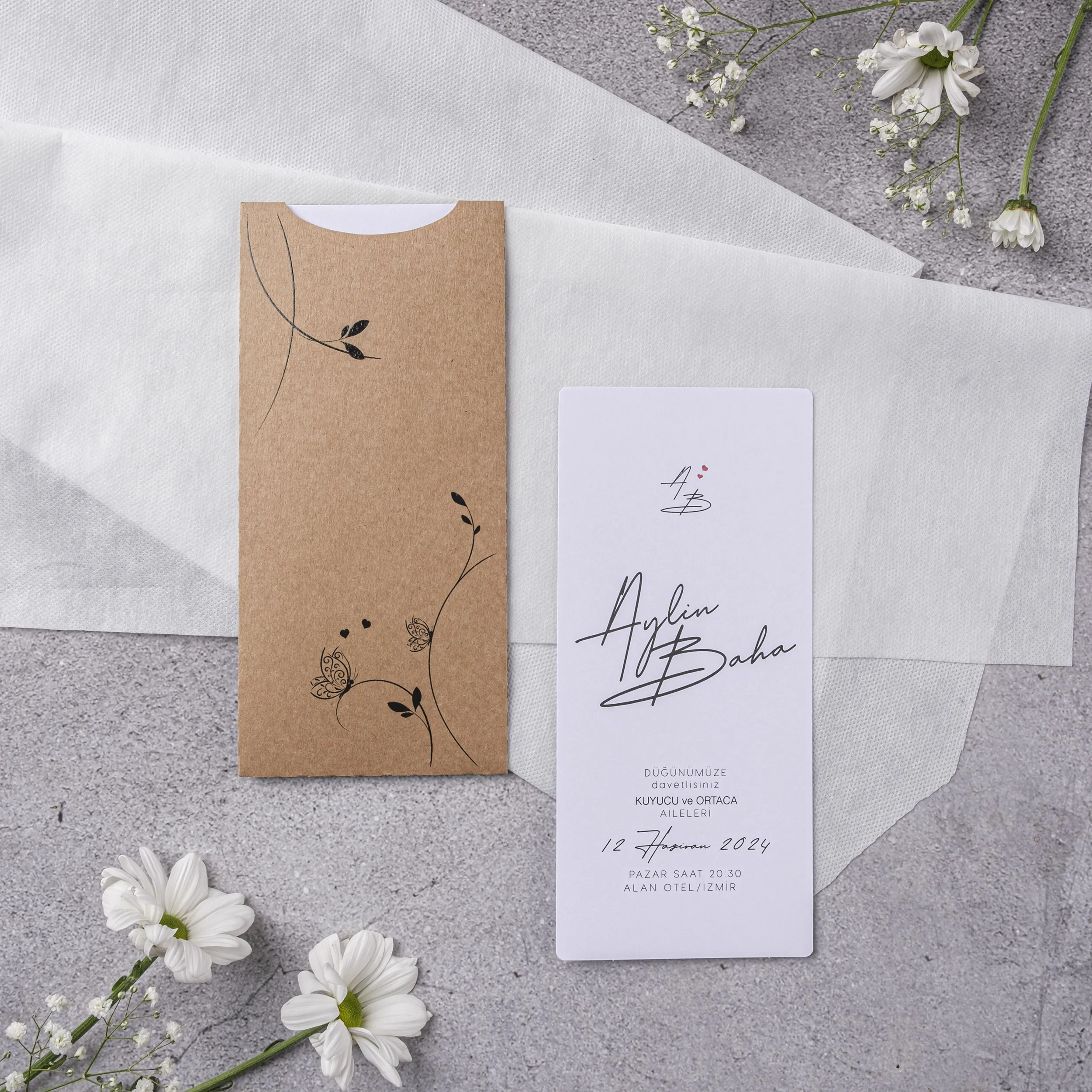 Stylish Davetiyesi 10314 - Ucuz düğün davetiyesi ₺14.00
