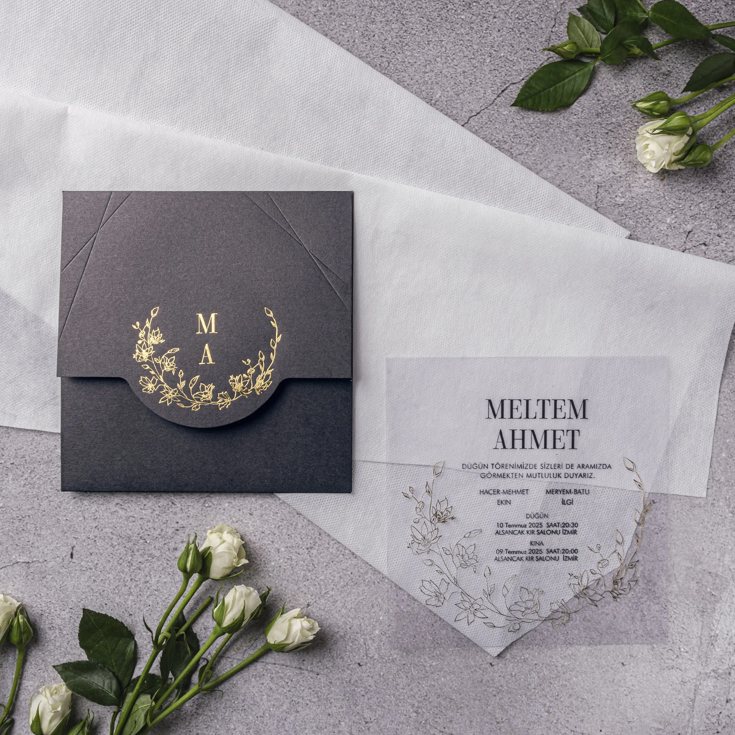 Stylish Davetiyesi 10327 - Ucuz düğün davetiyesi ₺63.00