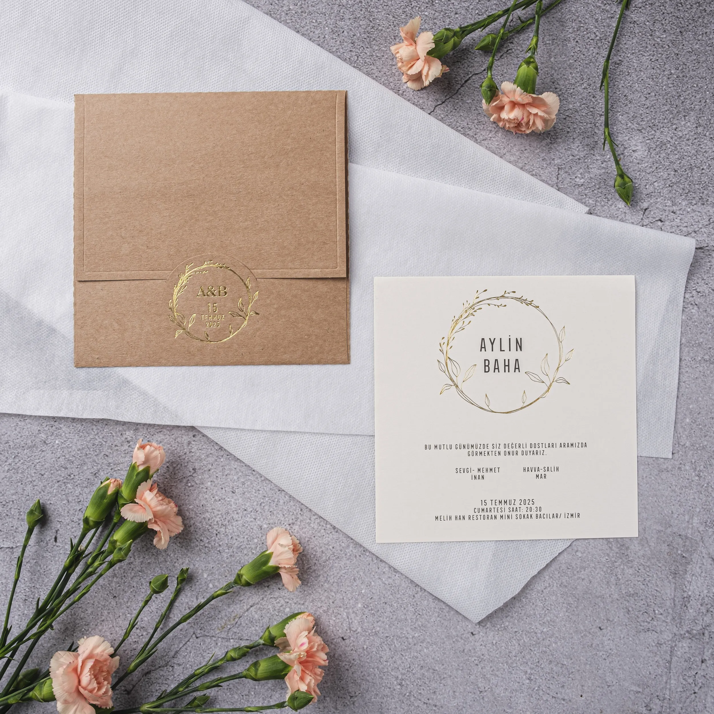 Stylish Davetiyesi 10335 - Ucuz düğün davetiyesi ₺29.00