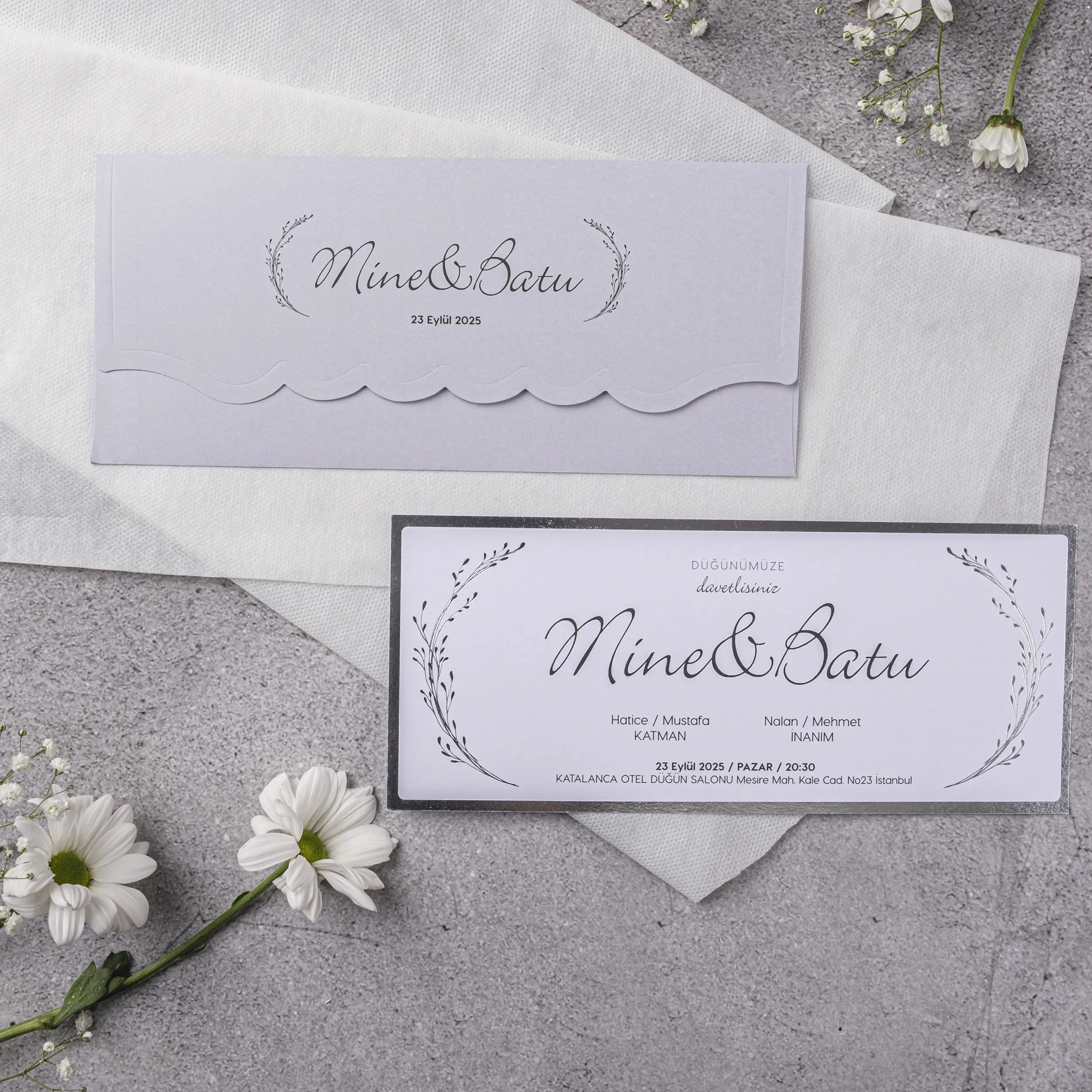 Stylish Davetiyesi 10372 - Ucuz düğün davetiyesi ₺14.80