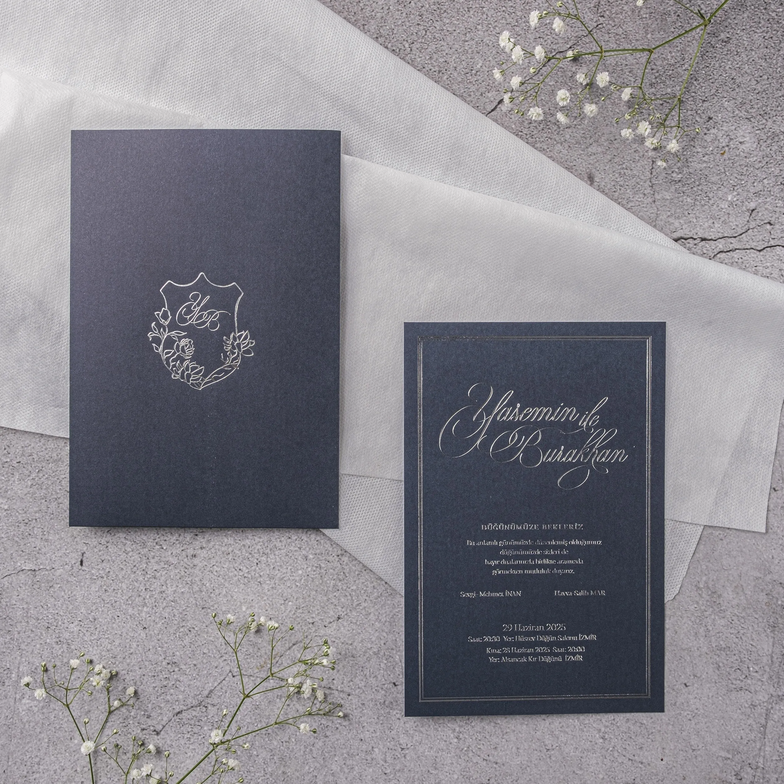 Stylish Davetiyesi 10373 - Ucuz düğün davetiyesi ₺46.00