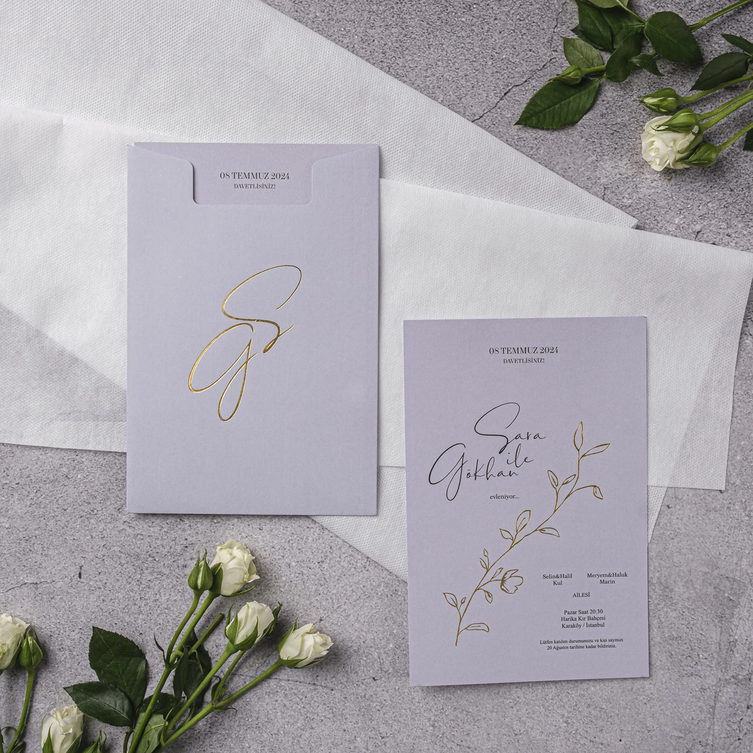 Stylish Davetiyesi 10375 - Ucuz düğün davetiyesi ₺31.00