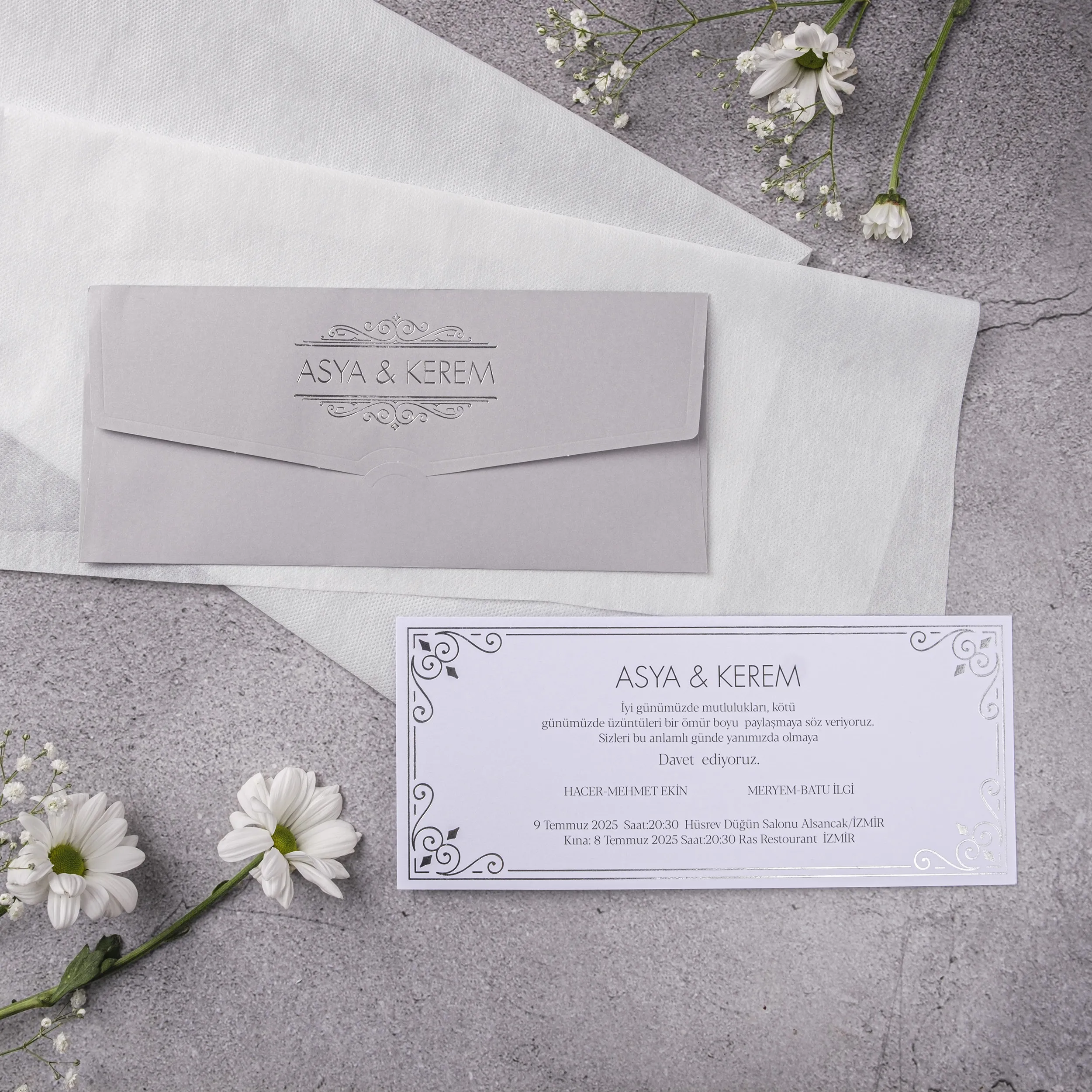 Stylish Davetiyesi 10377 - Ucuz düğün davetiyesi ₺14.75